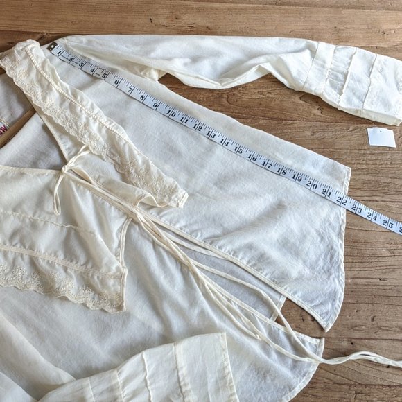 JOHNNY WAS Tie Front Overlay Collar Ruffle Top S - Picture 10 of 10